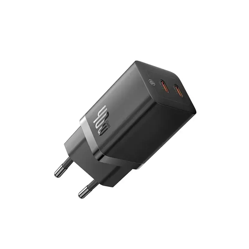 طراحی شارژر دیواری 40 وات باسئوس مدل Baseus GaN5 Pro Wall Charger C+C 40W EU-CCGP180101